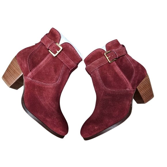 Stitch Fix Diba Sleek Suede Bootie Burgundy Size 6.5 Leather Upper - Picture 1 of 10
